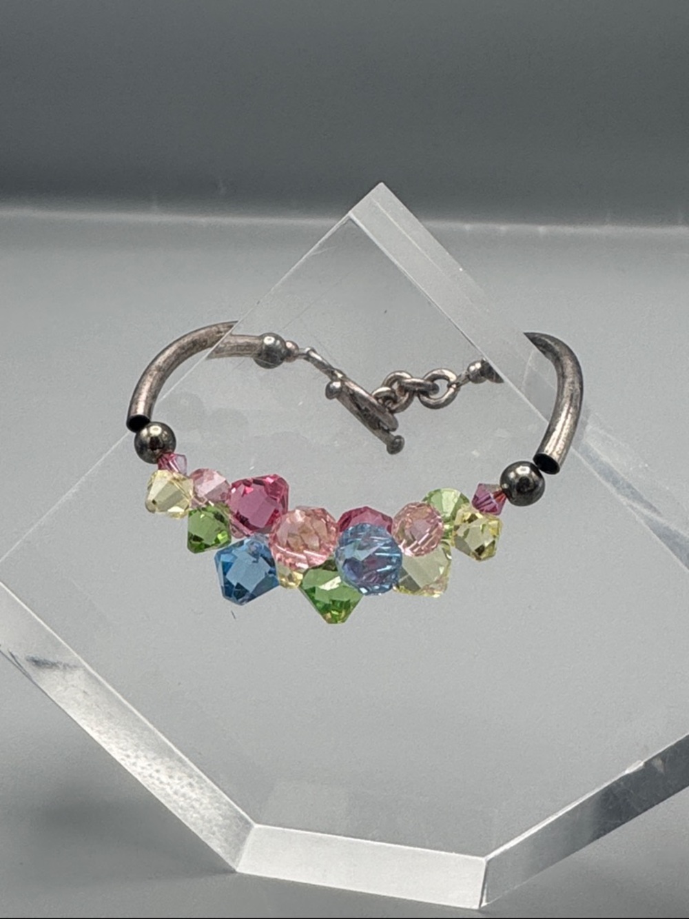 Multicolor Crystal Bead Bracelet  Made with Swarovski Crystal